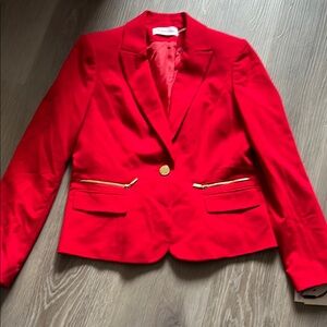 Calvin Klein Red Tailored Blazer with Notched Lapels